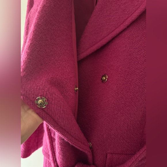 LIKE NEW! Ann Taylor Wool Blend Pink Notch Collar Wrap Trench Coat - Picture 7 of 12